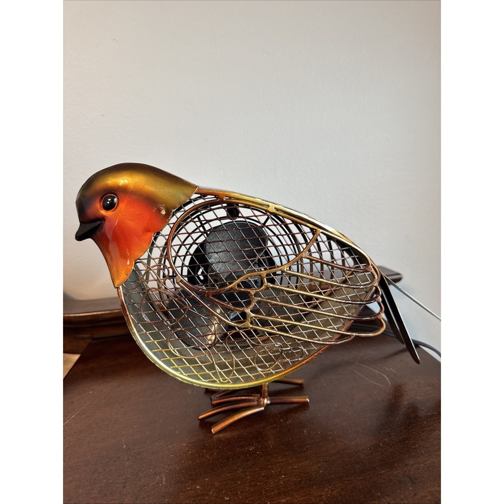 Deco Breeze Robin Bird Figurine Fan Metal Mesh Decorative Desk Fan Works-DBF0026